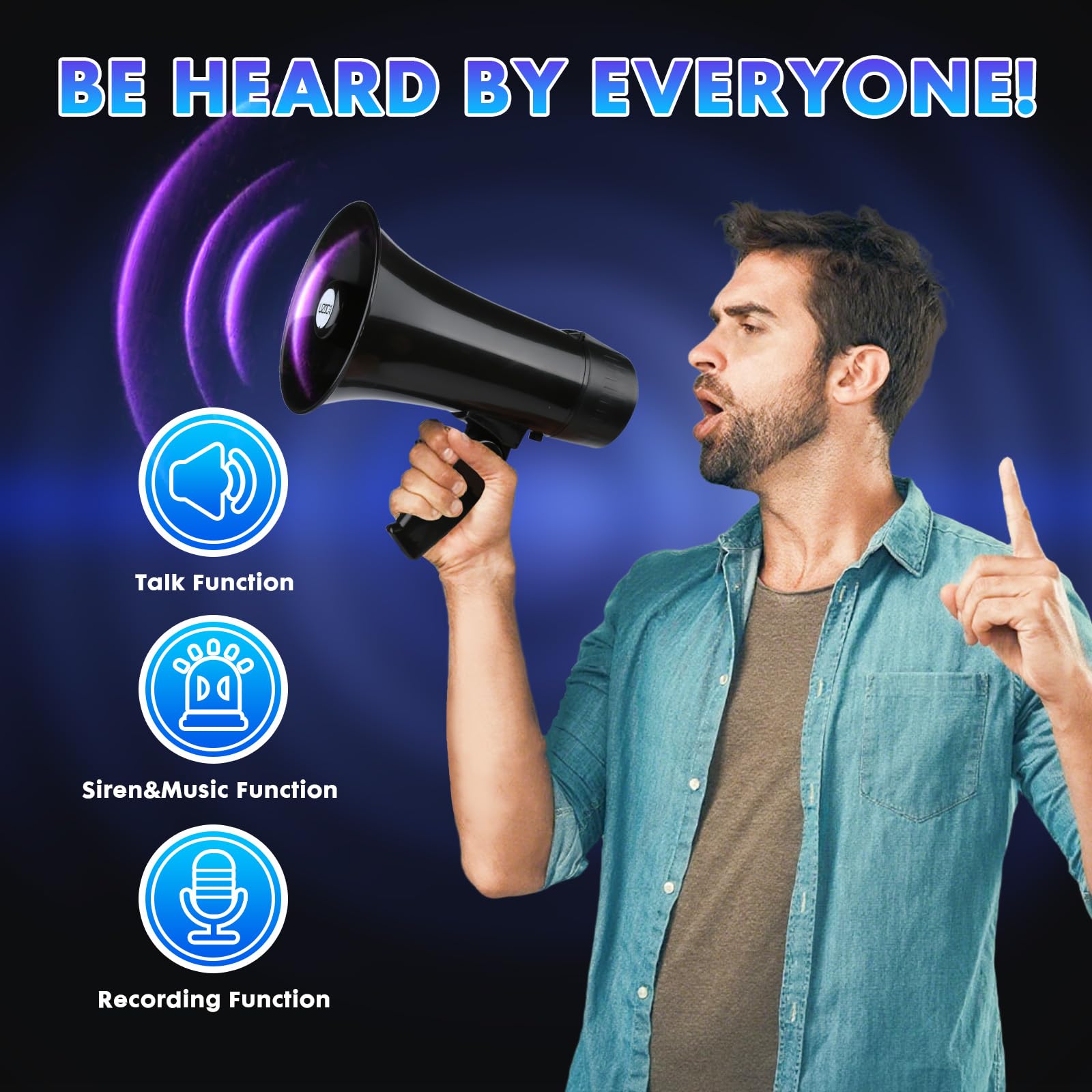 Amazon.com : UZOCHI 20 Watt Rechargeable Megaphone Bullhorn